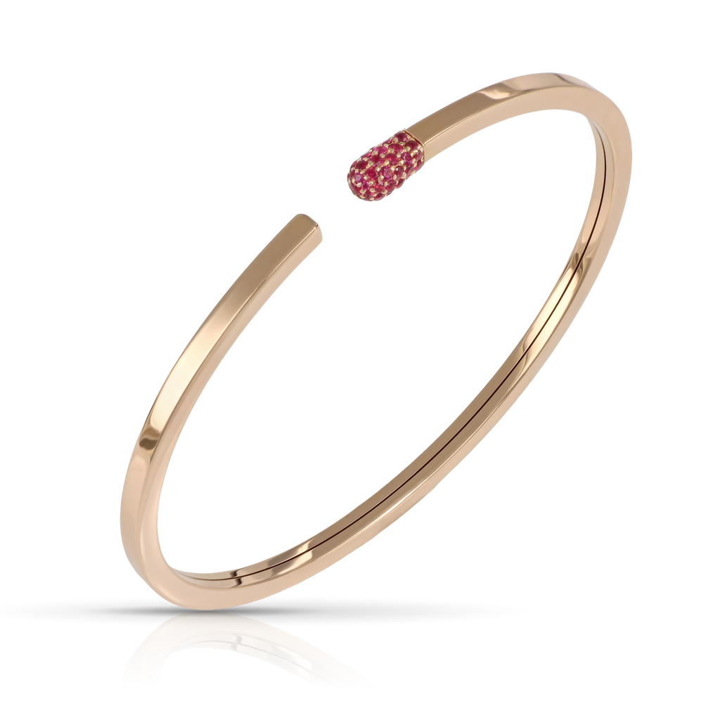 Pasquale Bruni Accendimi Bangle in 18k Rose Gold with Rubies