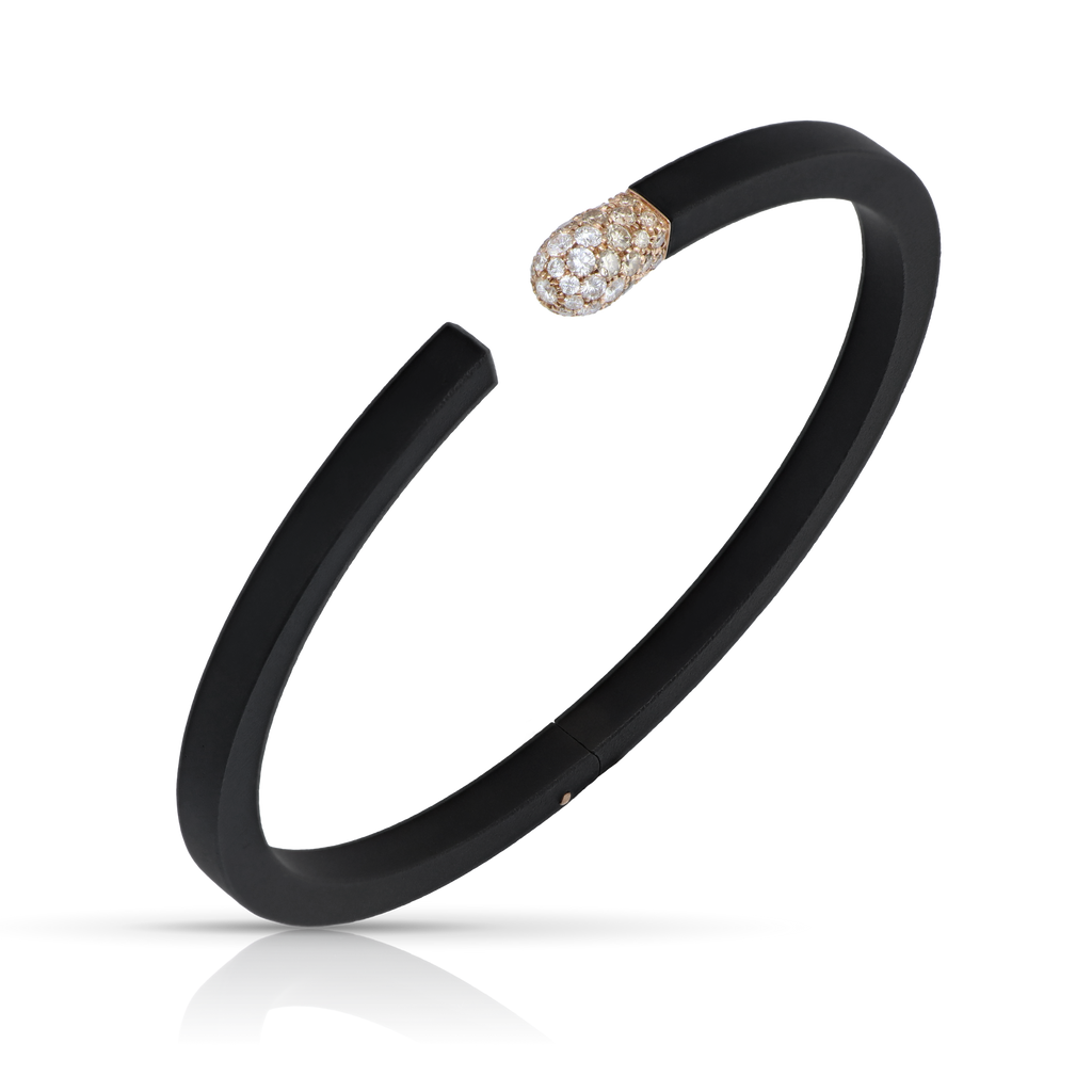 Pasquale Bruni Accendimi Bangle in 18k Rose Gold and Black Titanium with Diamonds