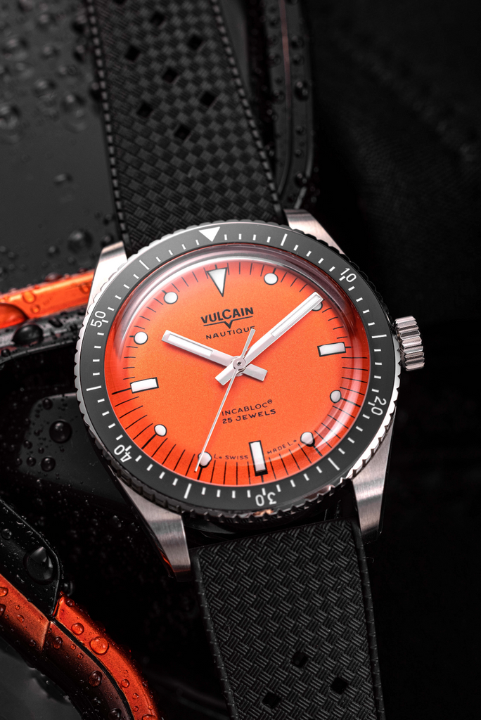 Skindiver Nautique - Orange with Black Rubber Strap