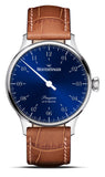 MeisterSinger Pangaea Blue with Onion Shaped Crown on Blue Leather Strap (Please notes the watch is strap on a blue leather instead)