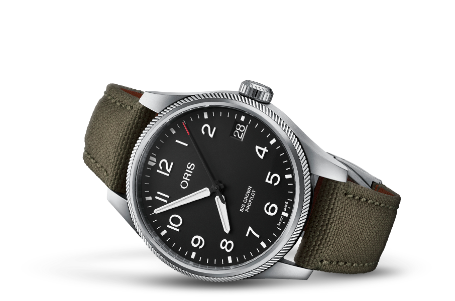 Oris Propilot Big Date 41mm Black on Olive Textile Strap Wamada