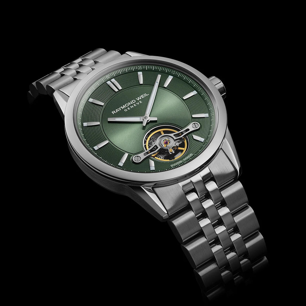 Raymond Weil Freelancer Calibre RW1212 Men's Automatic Open Heart in Green -42.5mm