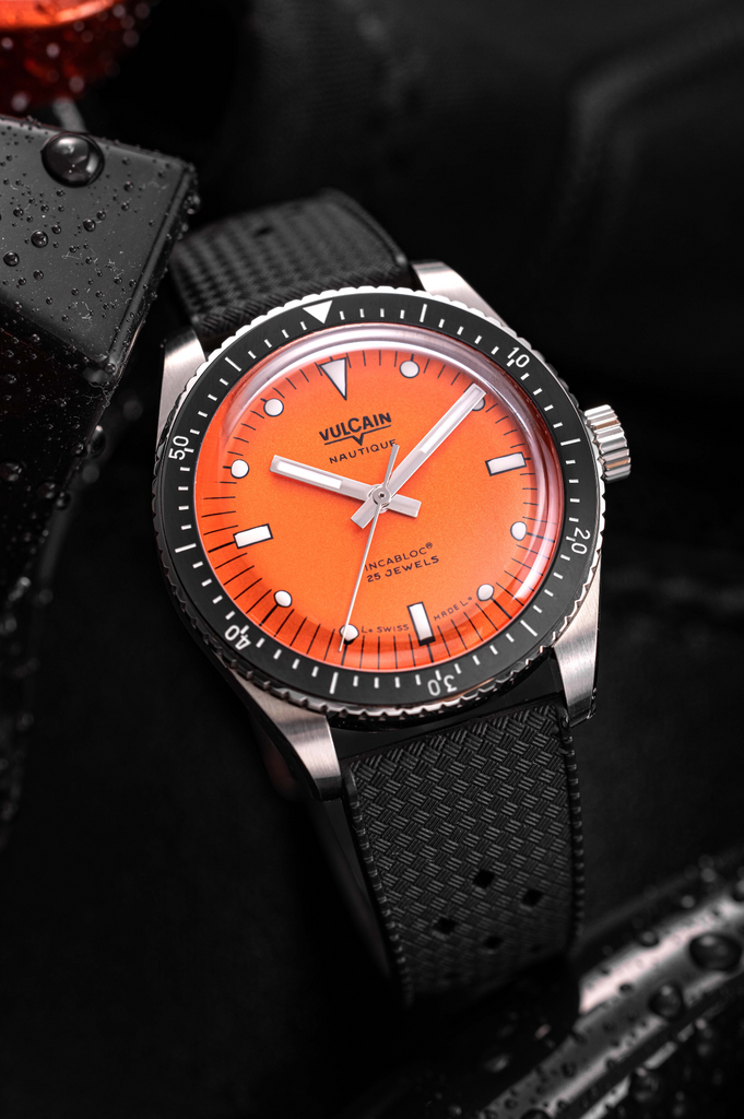 Skindiver Nautique - Orange with Black Rubber Strap