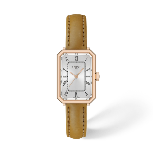Tissot SRV Silver Dial Rose Gold PVD on Leather 30 x 21.8mm