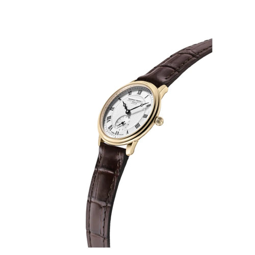 Frederique Constant Classics Slimline Quartz Silver Dial YG Plated on Leather