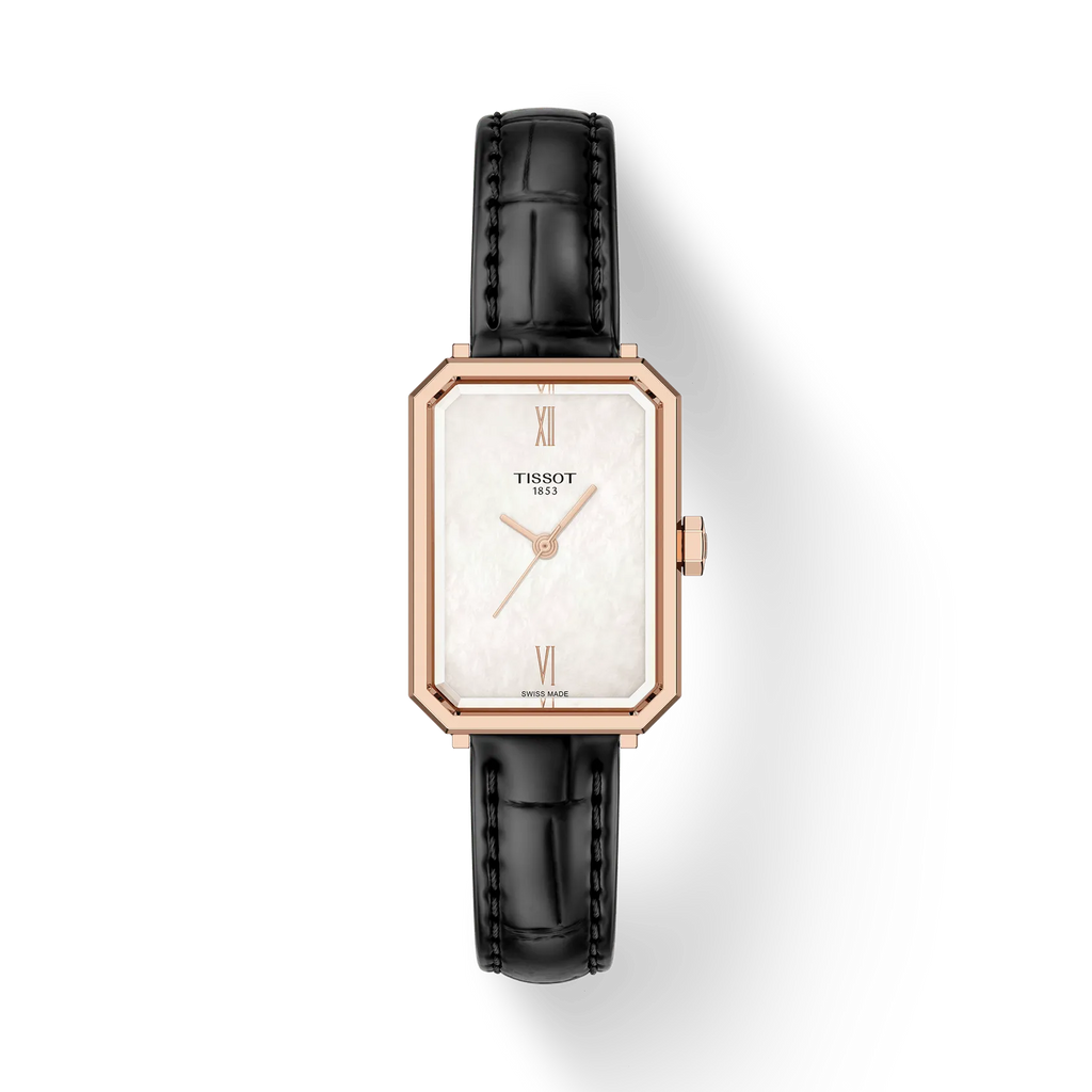 Tissot SRV White Dial Rose Gold PVD on Leather 30 x 21.8mm