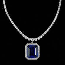 Load image into Gallery viewer, 18k white gold Tanzanite Necklace -25.09ct with natural diamonds -4.07ct