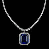 18k white gold Tanzanite Necklace -25.09ct with natural diamonds -4.07ct