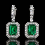 18k white gold Natural Emerald Earrings - 3.37ct in with natural diamonds -1.17ct