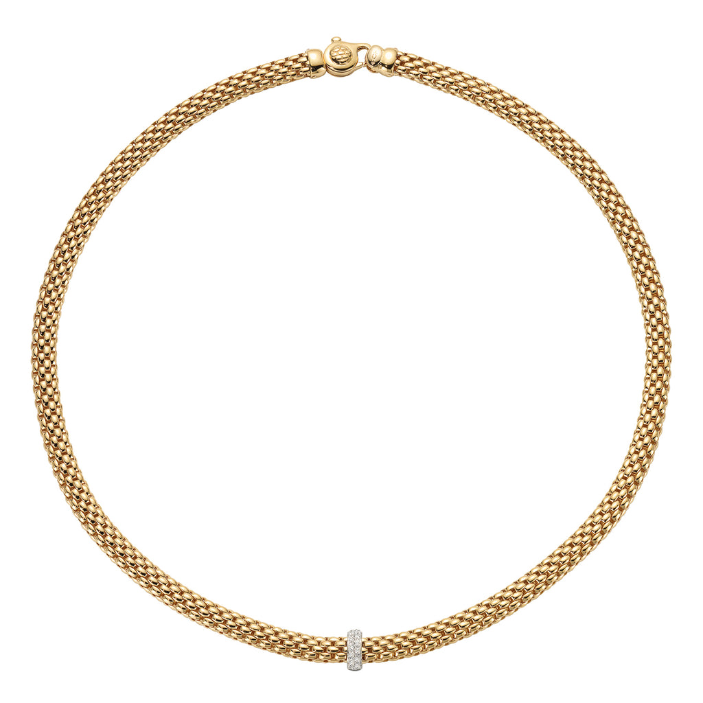 Fope Vendome YELLOW Gold Necklace with White Gold and Diamond Pave 43CM