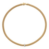 Fope Vendome YELLOW Gold Necklace with White Gold and Diamond Pave 43CM