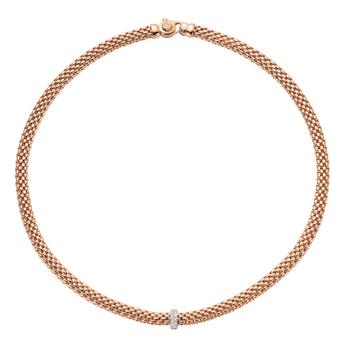 Fope Vendome rose Gold Necklace with White Gold and Diamond Pave