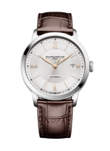 Load image into Gallery viewer, Baume &amp; Mercier Classima 10853 -40mm Automatic Silver Dial on brown leather