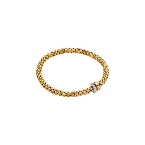 Fope Solo FLEX'IT BRACELET WITH A DOUBLE RONDEL AND DIAMOND PAVÉ in medium