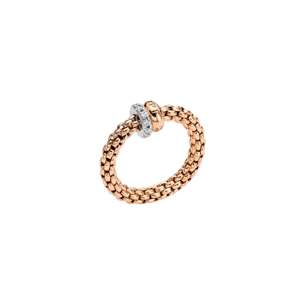 Fope SOLO COLLECTION FLEX'IT ROSE GOLD RING WITH DIAMOND PAVÉ in small size