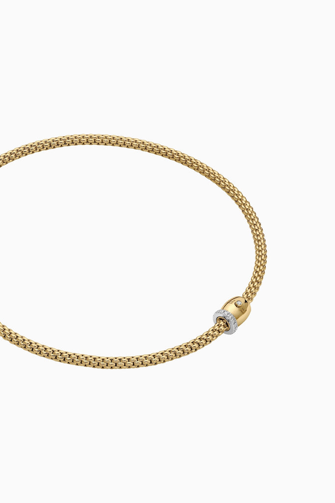 Fope Solo 18k Yellow Gold Necklace with ornamental clasp and diamond pave