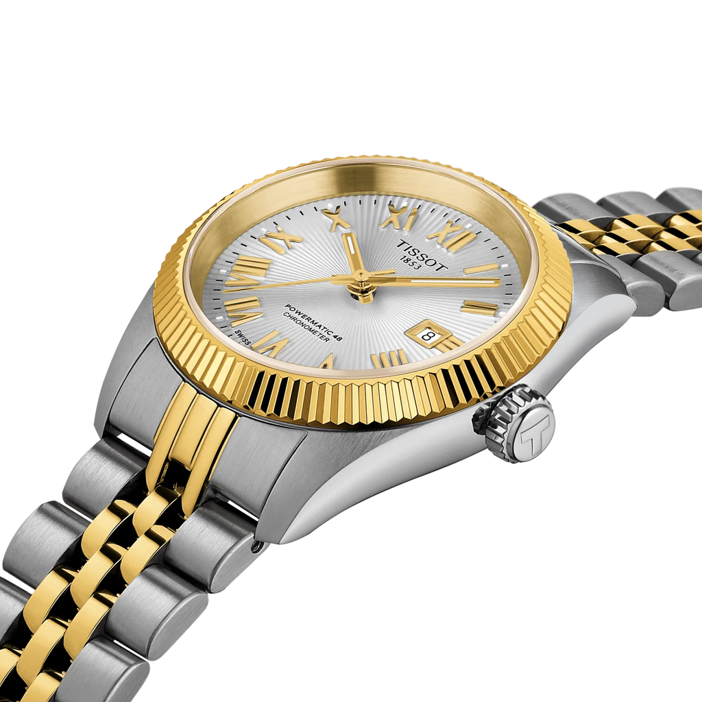 TISSOT BALLADE 30mm SILVER DIAL AUTOMATIC COSC -2 TONES YG PVD