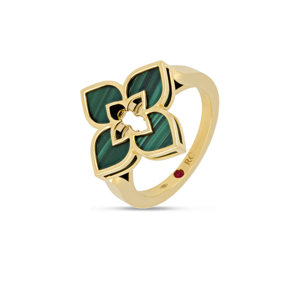Roberto Coin Venetian Princess Ring in 18k yellow gold with Malachite
