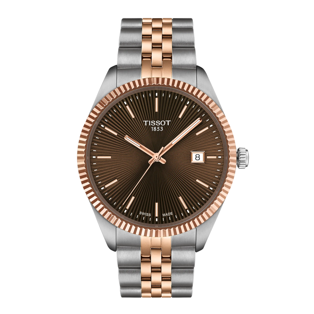 TISSOT BALLADE BROWN DIAL QUARTZ 2 TONES RG 40mm