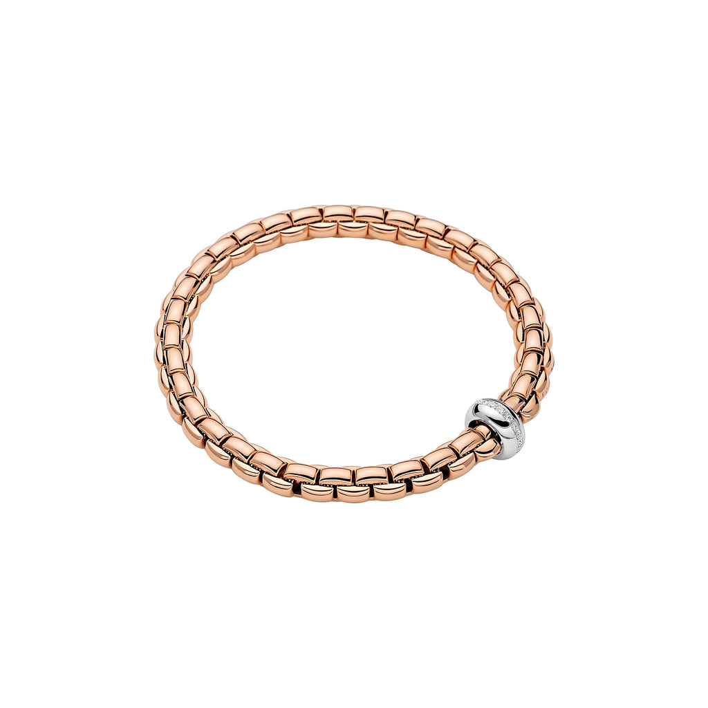 EKA COLLECTION FLEX'IT ROSE GOLD BRACELET WITH WHITE GOLD RONDEL AND DIAMONDS IN MEDIUM SIZE