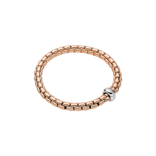 EKA COLLECTION FLEX'IT ROSE GOLD BRACELET WITH WHITE GOLD RONDEL AND DIAMONDS IN MEDIUM SIZE