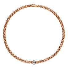 Load image into Gallery viewer, Fope Eka Rose Gold Necklace with white gold rondel pave diamond in 43cm