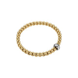Fope Eka Yellow Gold Bracelet with pave diamond white rondel in small size