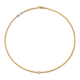 Fope Eka Yellow Gold Necklace with white gold rondel pave diamond