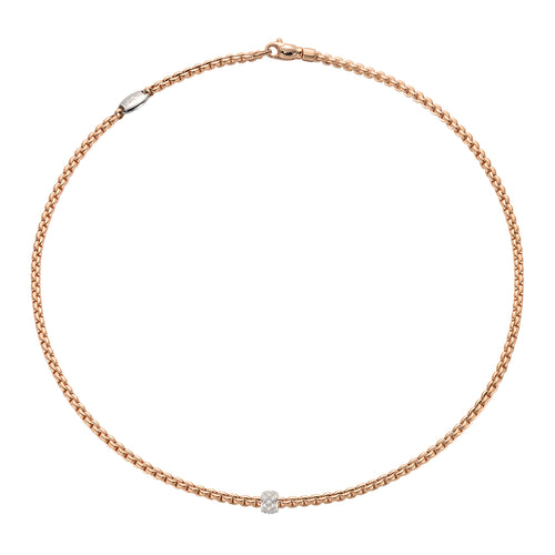 Fope Eka Rose Gold Necklace with white gold rondel pave diamond