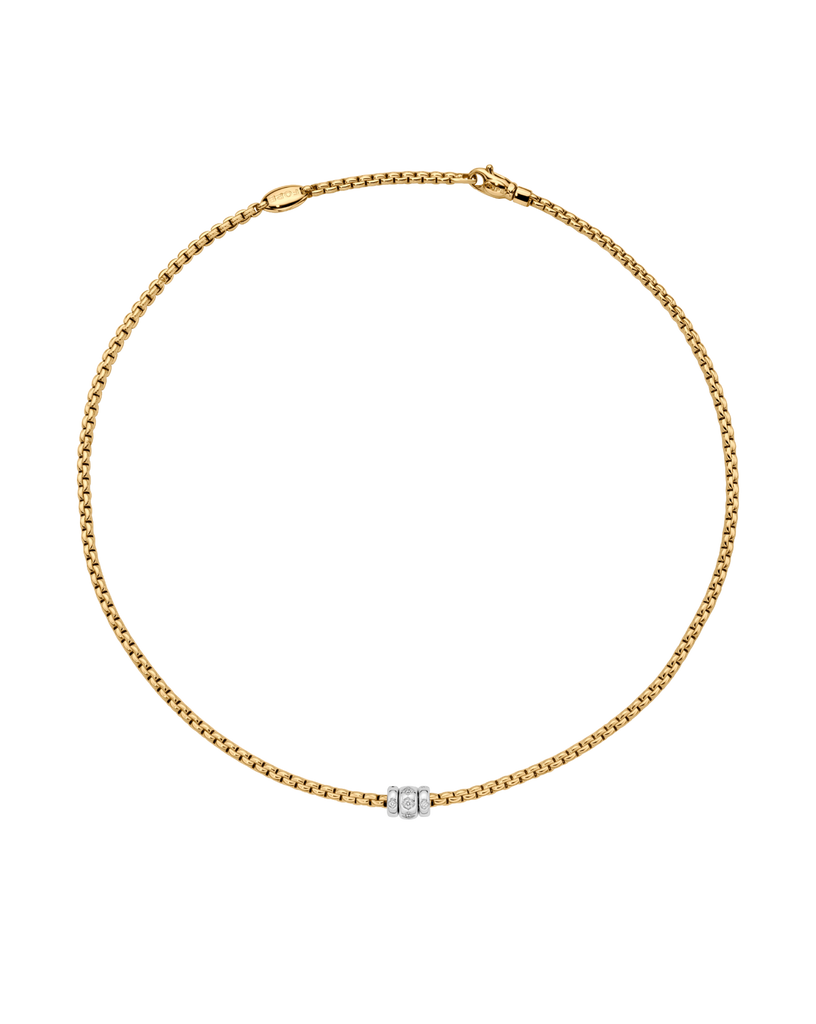 Fope Eka Yellow Gold Necklace with White Gold and Diamond Pave