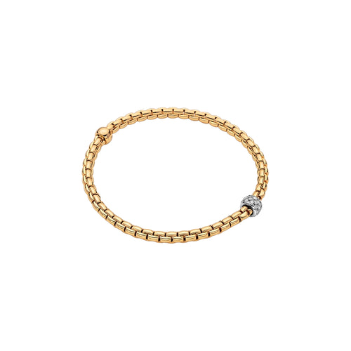 Fope Eka Yellow Gold Bracelet with White Gold and Diamond Small