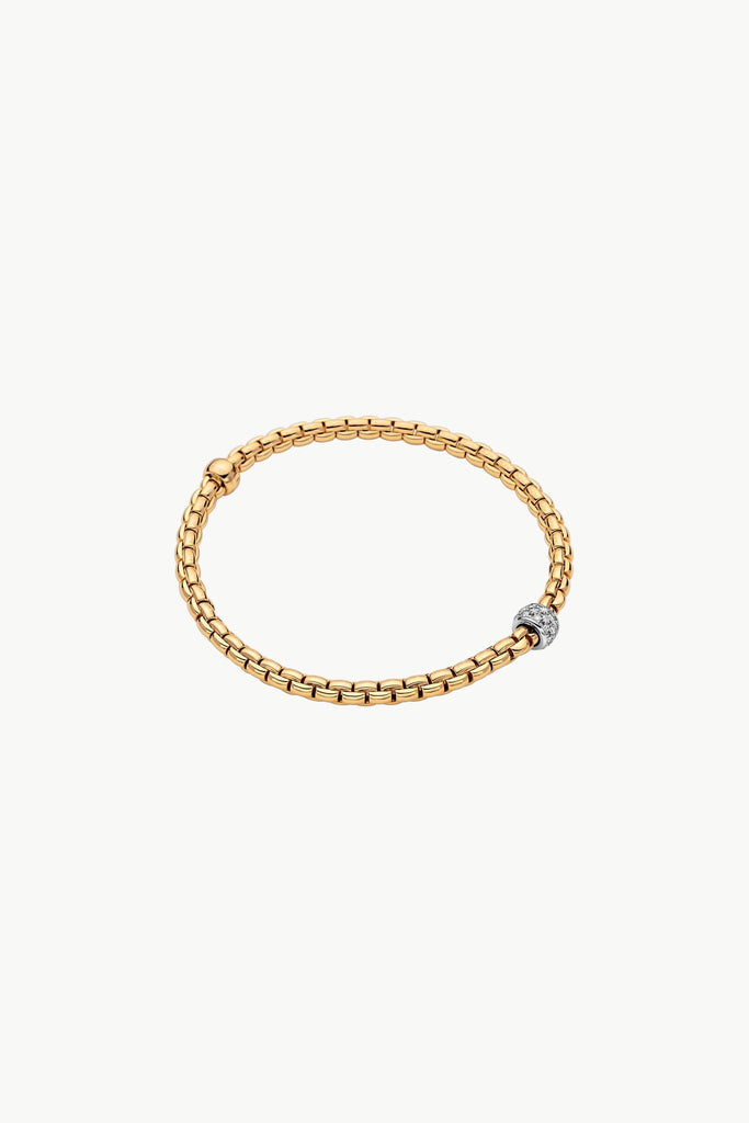 Fope Eka Yellow Gold Bracelet with White Gold and Diamond Pave Small