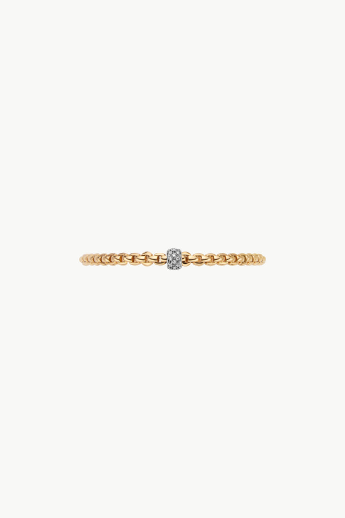 Fope Eka Yellow Gold Bracelet with White Gold and Diamond Pave extra Small size