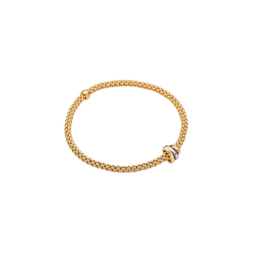 Fope Prima Yellow Gold Bracelet with 3 tones gold rondels in small size