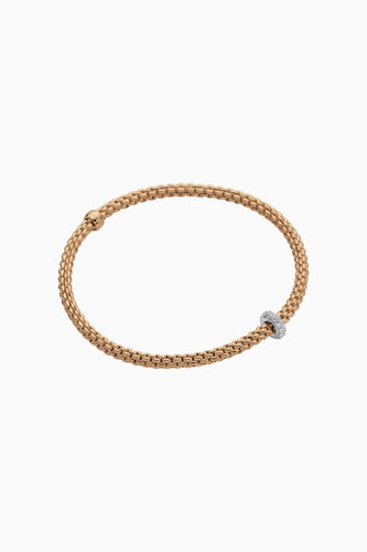 Fope Prima Rose Gold Bracelet with White  Gold Diamond rondels MEDIUM