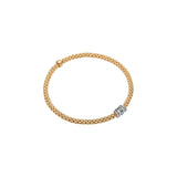 Fope Prima White Gold Bracelet with yellow gold pave diamond rondels in small size