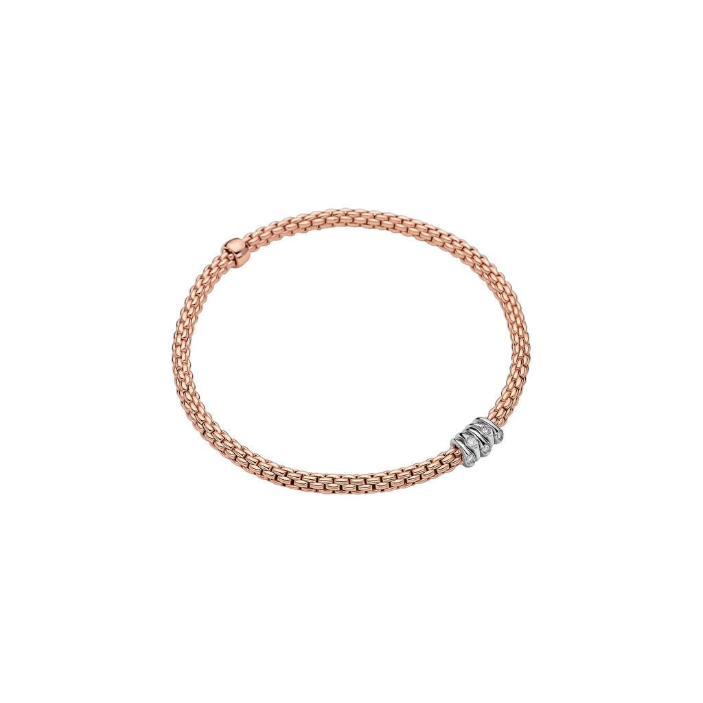 Fope Prima ROSE Gold Bracelet with rose gold pave diamond rondels in EXTRA small size