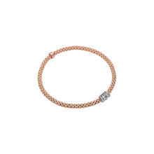 Load image into Gallery viewer, Fope Prima ROSE Gold Bracelet with rose gold pave diamond rondels in EXTRA small size