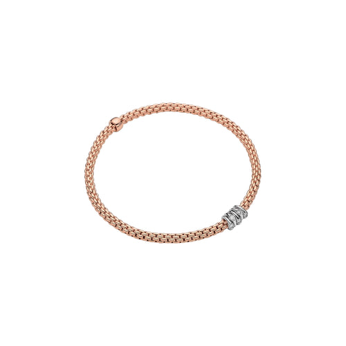 Fope Prima ROSE Gold Bracelet with rose gold pave diamond rondels in MEDIUM size