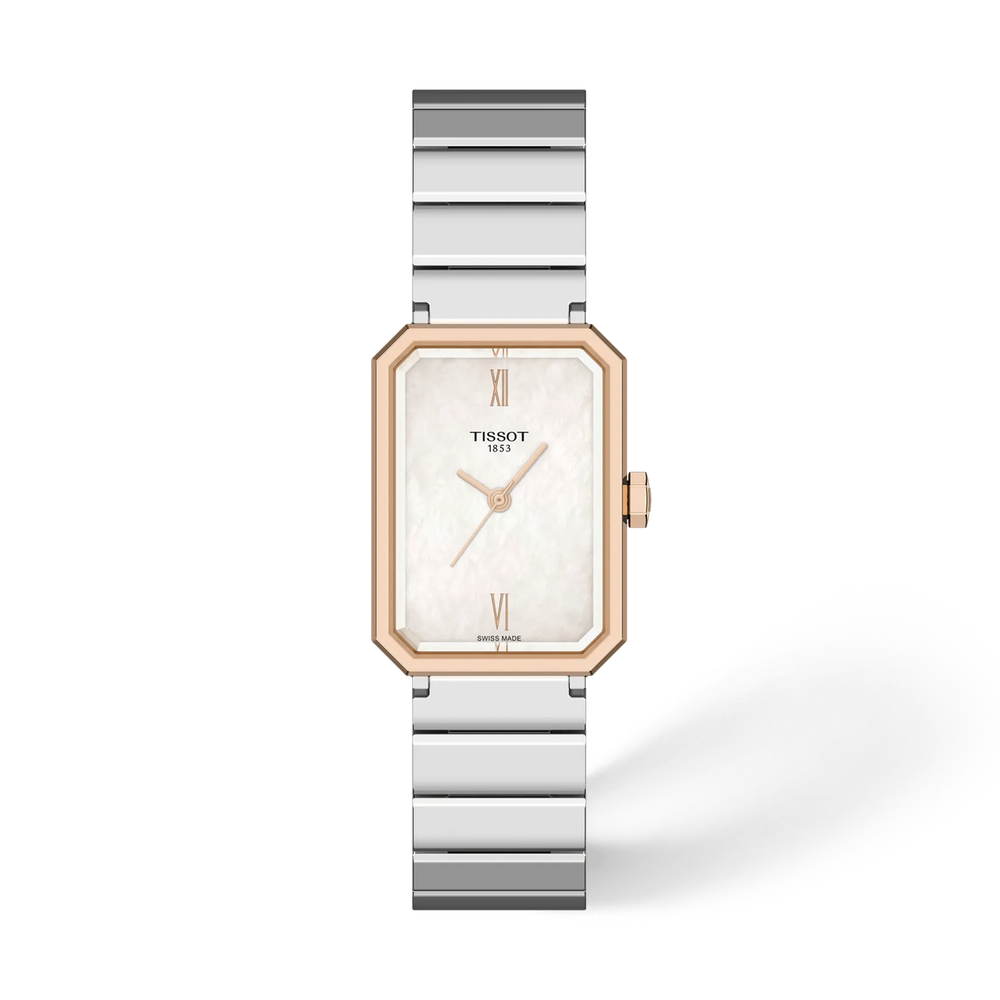 Tissot SRV White Dial Rose Gold PVD on Bracelet -30 x 21.8mm
