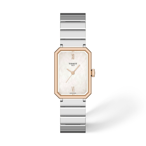 Tissot SRV White Dial Rose Gold PVD on Bracelet -30 x 21.8mm