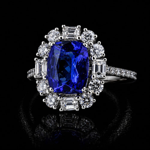 18k white gold Tanzanite Ring -2.56ct with natural diamonds