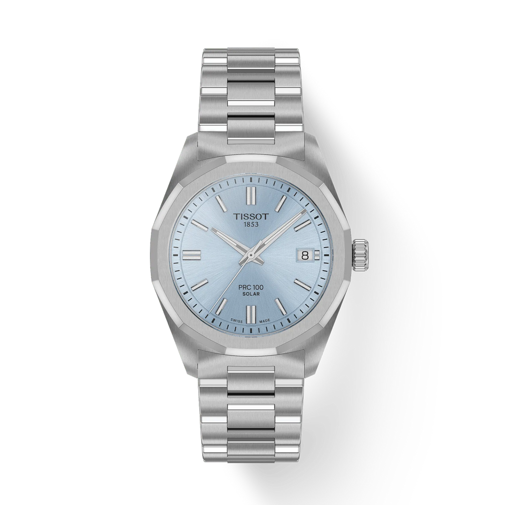 Tissot PRC 100 Solar Quartz 34mm Ice Blue Dial