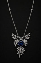 Load image into Gallery viewer, 18k white gold Natural Blue Sapphire and Diamond Necklace