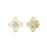 Roberto Coin Desert Flower Earrings in 18k yellow gold with diamonds