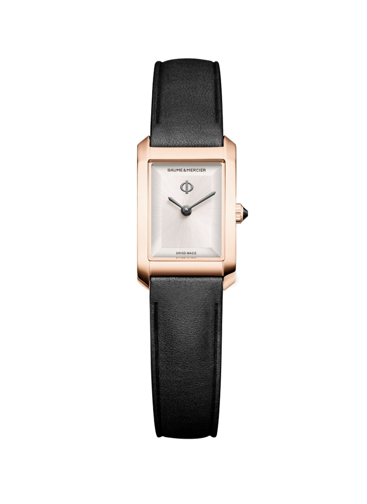 Baume & Mercier Hampton White Dial quartz RG PVD on leather -10861 28mm x 17.75mm