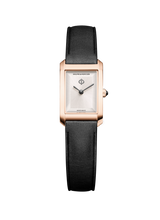 Load image into Gallery viewer, Baume &amp; Mercier Hampton White Dial quartz RG PVD on leather -10861 28mm x 17.75mm