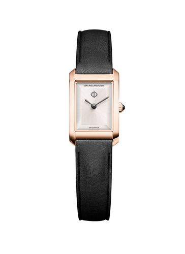 Baume & Mercier Hampton White Dial quartz RG PVD on leather -10861 28mm x 17.75mm