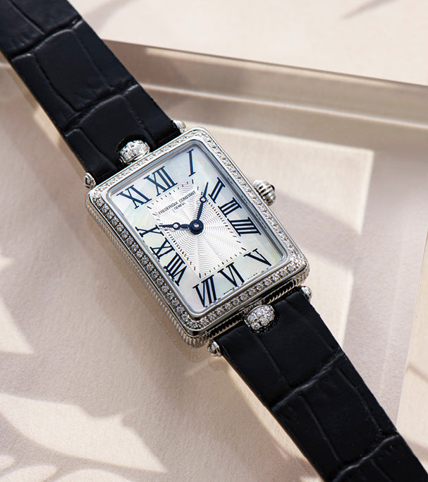 CLASSICS ART DECO CARREE SILVER DIAL FULL DIAMOND BEZEL