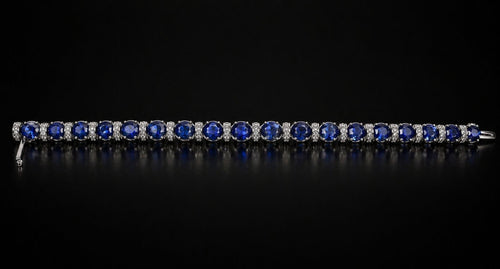 18k white gold Natural Blue Sapphire -4.69ct and Diamond -0.96ct Bracelet